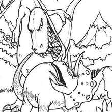 Tyrannosaurus fighting with Triceratops coloring page - Coloring page - ANIMAL coloring pages - DINOSAUR coloring pages - Tyrannosaurus coloring pages