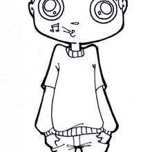 Whistling boy coloring page