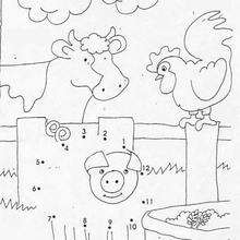 FARM ANIMALS dot to dot game printable connect the dots game
