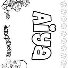 Aiya - Coloring page - NAME coloring pages - GIRLS NAME coloring pages - A names for girls coloring sheets