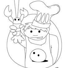 Chef with a lobster coloring page