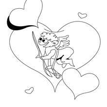 Cupid with heart coloring page - Coloring page - HOLIDAY coloring pages - VALENTINE coloring pages - CUPID coloring pages