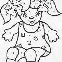 Doll color by number - Coloring page - COLOR by NUMBER coloring pages - TOY Color by Number coloring pages