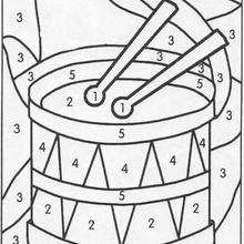 Drum color by number - Coloring page - COLOR by NUMBER coloring pages - TOY Color by Number coloring pages