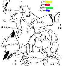 Fishes color by number - Coloring page - COLOR by NUMBER coloring pages - ANIMAL Color by Number coloring pages - FISH color by number