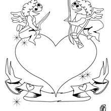 Cupid and cherub coloring page - Coloring page - HOLIDAY coloring pages - VALENTINE coloring pages - CUPID coloring pages