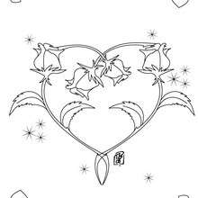 Roses heart coloring page - Coloring page - HOLIDAY coloring pages - VALENTINE coloring pages - HEART coloring pages
