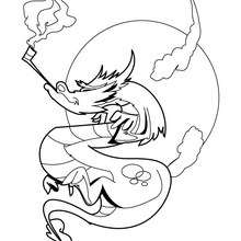 Smoking dragon coloring page