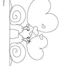 Snails in love coloring page - Coloring page - HOLIDAY coloring pages - VALENTINE coloring pages - KISS coloring pages