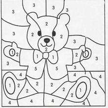Teddy Bear color by number - Coloring page - COLOR by NUMBER coloring pages - TOY Color by Number coloring pages