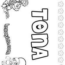 Tona - Coloring page - NAME coloring pages - GIRLS NAME coloring pages - T names for girls coloring and printing posters