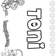 Toni - Coloring page - NAME coloring pages - GIRLS NAME coloring pages - T names for girls coloring and printing posters