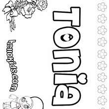 Tonia - Coloring page - NAME coloring pages - GIRLS NAME coloring pages - T names for girls coloring and printing posters