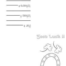 Good luck greeting card coloring page