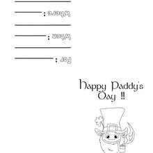 Happy Paddy's Day greeting card - Coloring page - HOLIDAY coloring pages - ST. PATRICK'S DAY coloring pages