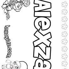 Alexza - Coloring page - NAME coloring pages - GIRLS NAME coloring pages - A names for girls coloring sheets