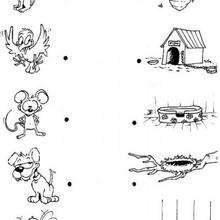 Link each animal with its house coloring page