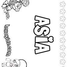 Asia - Coloring page - NAME coloring pages - GIRLS NAME coloring pages - A names for girls coloring sheets