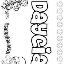 Daycia - Coloring page - NAME coloring pages - GIRLS NAME coloring pages - D names for GIRLS free coloring sheets