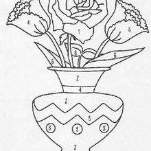 Flowers color by number - Coloring page - COLOR by NUMBER coloring pages - NATURE Color by Number coloring pages