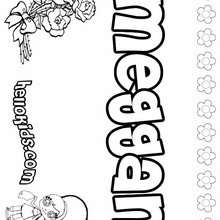 Meggan - Coloring page - NAME coloring pages - GIRLS NAME coloring pages - M names for girls coloring posters