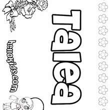 Talea - Coloring page - NAME coloring pages - GIRLS NAME coloring pages - T names for girls coloring and printing posters