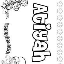 Atiyah - Coloring page - NAME coloring pages - GIRLS NAME coloring pages - A names for girls coloring sheets