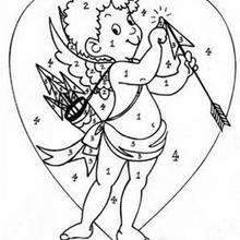 Cupid color by number - Coloring page - COLOR by NUMBER coloring pages - CHARACTERS Color by Number coloring pages