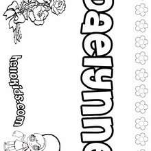 Daelynne - Coloring page - NAME coloring pages - GIRLS NAME coloring pages - D names for GIRLS free coloring sheets