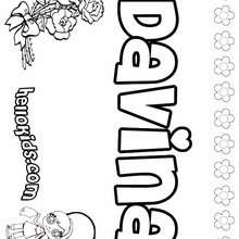 Davina - Coloring page - NAME coloring pages - GIRLS NAME coloring pages - D names for GIRLS free coloring sheets