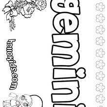 Gemini - Coloring page - NAME coloring pages - GIRLS NAME coloring pages - G names for GIRLS online coloring books