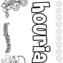 Houria - Coloring page - NAME coloring pages - GIRLS NAME coloring pages - H names for GIRLS online coloring book