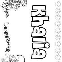 Khalia - Coloring page - NAME coloring pages - GIRLS NAME coloring pages - K names for girls coloring posters