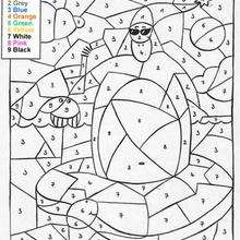 Sea, whale color by number - Coloring page - COLOR by NUMBER coloring pages - CHARACTERS Color by Number coloring pages