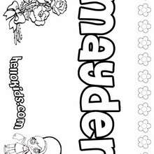 Mayden - Coloring page - NAME coloring pages - GIRLS NAME coloring pages - M names for girls coloring posters