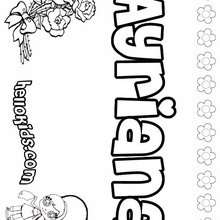 Ayriana - Coloring page - NAME coloring pages - GIRLS NAME coloring pages - A names for girls coloring sheets