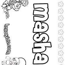 Masha - Coloring page - NAME coloring pages - GIRLS NAME coloring pages - M names for girls coloring posters