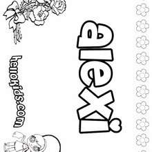 Alexi - Coloring page - NAME coloring pages - GIRLS NAME coloring pages - A names for girls coloring sheets
