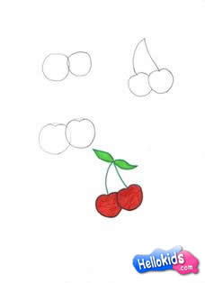 How to draw red cherry - Hellokids.com