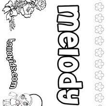 Melody - Coloring page - NAME coloring pages - GIRLS NAME coloring pages - M names for girls coloring posters