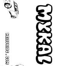 Mykal - Coloring page - NAME coloring pages - BOYS NAME coloring pages - M+N boys names coloring posters
