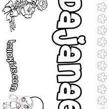Dajanae - Coloring page - NAME coloring pages - GIRLS NAME coloring pages - D names for GIRLS free coloring sheets