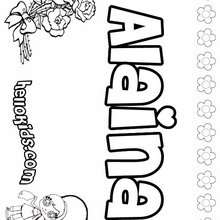 Alaina - Coloring page - NAME coloring pages - GIRLS NAME coloring pages - A names for girls coloring sheets