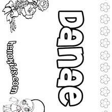 Danae - Coloring page - NAME coloring pages - GIRLS NAME coloring pages - D names for GIRLS free coloring sheets