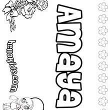 Amaya - Coloring page - NAME coloring pages - GIRLS NAME coloring pages - A names for girls coloring sheets
