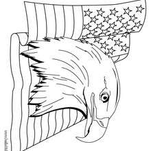 Bald eagle and US flag coloring page