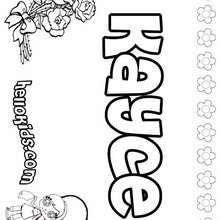 Kayce - Coloring page - NAME coloring pages - GIRLS NAME coloring pages - K names for girls coloring posters