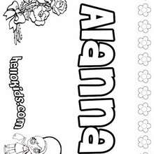 Alanna - Coloring page - NAME coloring pages - GIRLS NAME coloring pages - A names for girls coloring sheets
