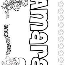 Amara - Coloring page - NAME coloring pages - GIRLS NAME coloring pages - A names for girls coloring sheets