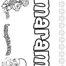 Maram - Coloring page - NAME coloring pages - GIRLS NAME coloring pages - M names for girls coloring posters